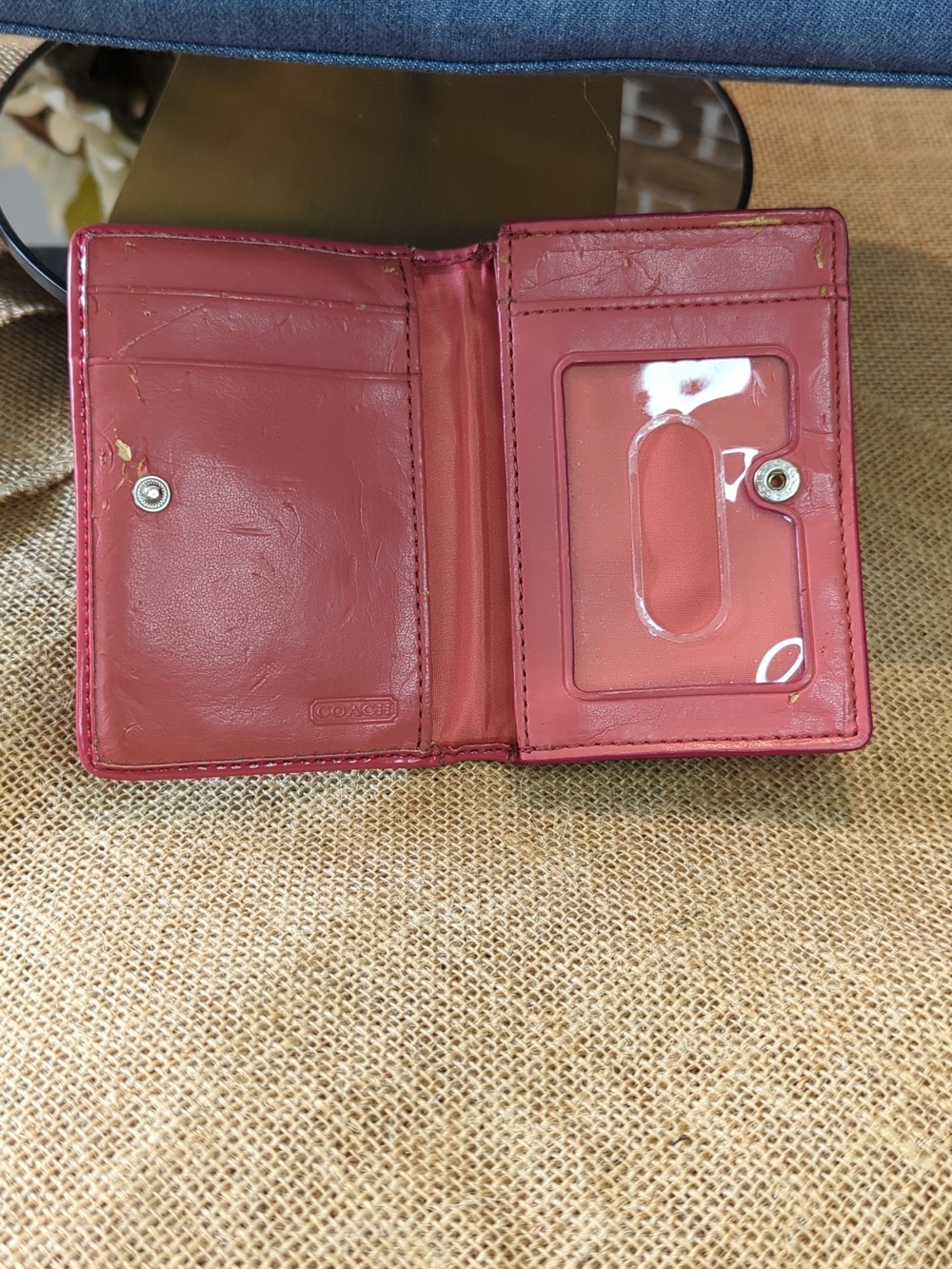 Coach Blue Denim Tote w/ Vachetta, care card/ free coach patent pink wallet - Picture 9 of 10